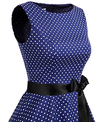 Bbonlinedress 50s Retro Schwingen Vintage Rockabilly kleid Faltenrock Navy Small White Dot XS - 5