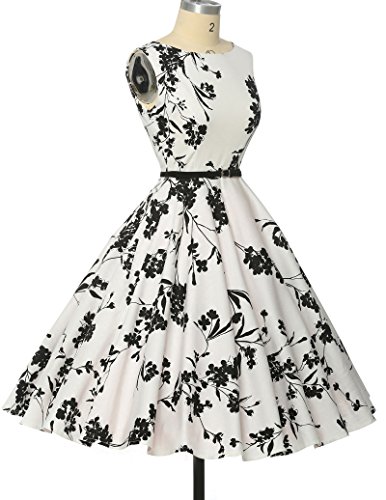 Damen rockabilly kleid 50er jahre kleid Blumenmuster festliche kleider Sommerkleid - 4