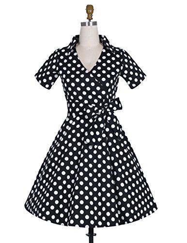 Dresstells Rockabilly Kleid 1950er Retro Polka Dots Kurz Faltenrock Petticoat Cocktailkleid Red Dot M - 