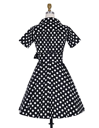 Dresstells Rockabilly Kleid 1950er Retro Polka Dots Kurz Faltenrock Petticoat Cocktailkleid Red Dot M - 