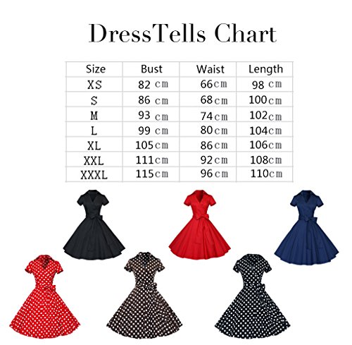 Dresstells Rockabilly Kleid 1950er Retro Polka Dots Kurz Faltenrock Petticoat Cocktailkleid Red Dot M - 