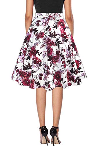 Tailloday Damen 50er Jahre Art Rock Vintage Floral Rockabilly Swing Tellerrock L - 4