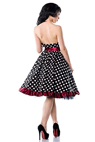 50er Jahre Rockabilly Bandeau Kleid mit breiter Schärpe A12655, Größe:40;Farbe:burgund -
