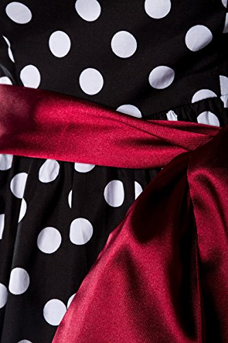 50er Jahre Rockabilly Bandeau Kleid mit breiter Schärpe A12655, Größe:40;Farbe:burgund -
