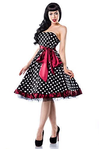 Vintage Rockabilly-Kleid Damen Oberteil Kleid Dress mit Schärpe