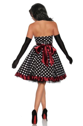 Vintage Rockabilly-Kleid Damen Oberteil Kleid Dress mit Schärpe - 2