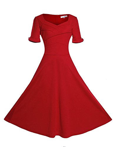 Gigileer 50er Rockabilly Kleid / Rotes Cocktailkleid - 2