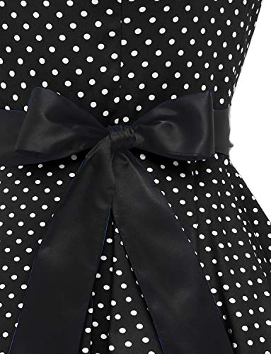 Vintage Tupfen Retro Cocktailkleid Rockabilly Neckholder Schwarz - 7