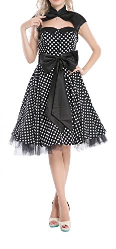 Petticoat Kleid ~ Stil der 50er Jahre mit Polka-Dots Schwarz