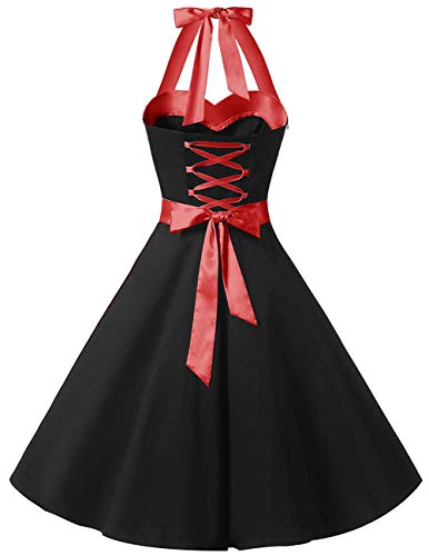 Neckholder Kleid Schwarz im Rockabilly 50er Jahre Vintage Stil - 4