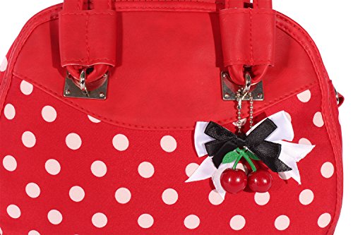 Fifties POLKA DOTS rockabilly Cherry Bow Handtasche Tasche - 