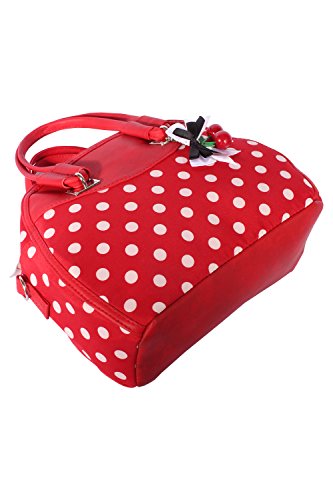 Fifties POLKA DOTS rockabilly Cherry Bow Handtasche Tasche - 