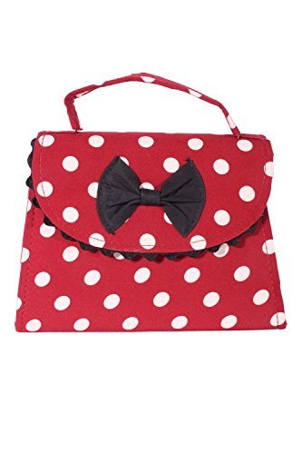 SugarShock Damen Fifties POLKA DOTS rockabilly BOW Tasche Köfferchen Handtasche weinrot - 