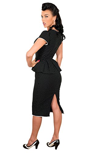 40s Pencil Schößchen Polka Dots Pin Up RETRO Rockabilly Etuikleid Kleid L - 