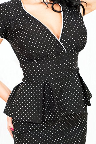 40s Pencil Schößchen Polka Dots Pin Up RETRO Rockabilly Etuikleid Kleid L - 