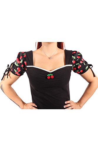 fifties rockabilly Cherry Puffärmel Kirschen Carmen T-Shirt - 