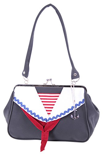 SugarShock Shaleena 50er retro Matrosen Kragen Sailor Kisslock Handtasche vintage style Tasche - 