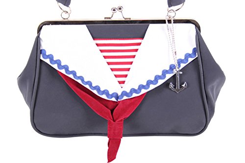 SugarShock Shaleena 50er retro Matrosen Kragen Sailor Kisslock Handtasche vintage style Tasche - 