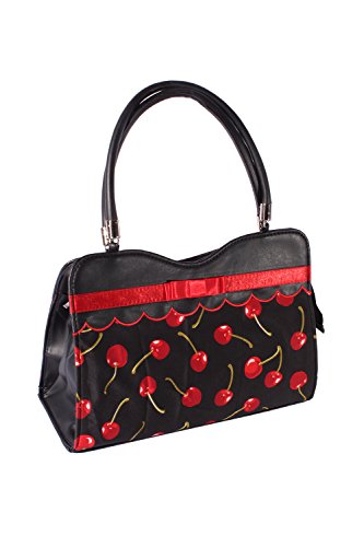 SugarShock Damen 50s retro rockabilly Kirschen Schleifen Tasche BOW Cherry Handtasche