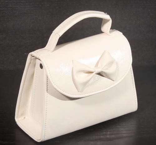 SugarShock Damen 50er Jahre pin up Schleifen rockabilly oldschool BOW Tasche Handtasche creme - 2