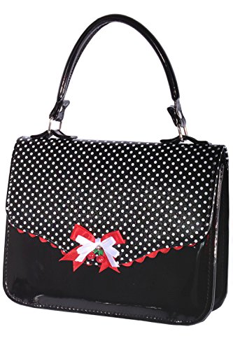 SugarShock Damen vintage Polka Dots retro rockabilly Tasche BOW Cherry LACK Handtasche