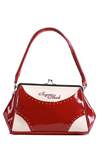 SugarShock ROSA 30er retro Budapester Kisslock Tasche Rockabilly Handtasche - 