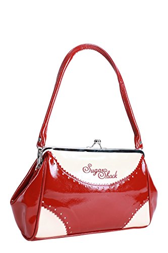 SugarShock ROSA 30er retro Budapester Kisslock Tasche Rockabilly Handtasche - 