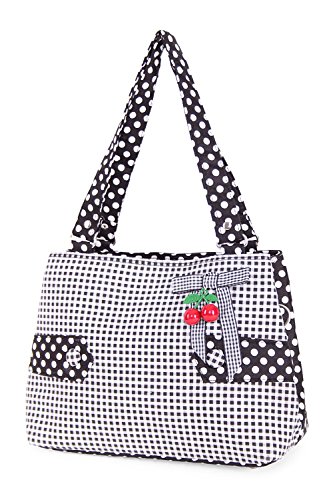 SugarShock Karlotta Polka Dots Gingham Kirschen Rockabilly Uniform Tasche Handtasche