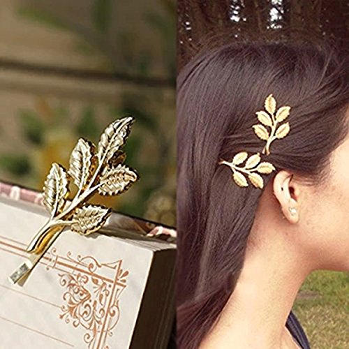 ROSENICE 10 Stück Haarspange Blatt Haarnadeln Haar Clip Haarschmuck (Golden) - 