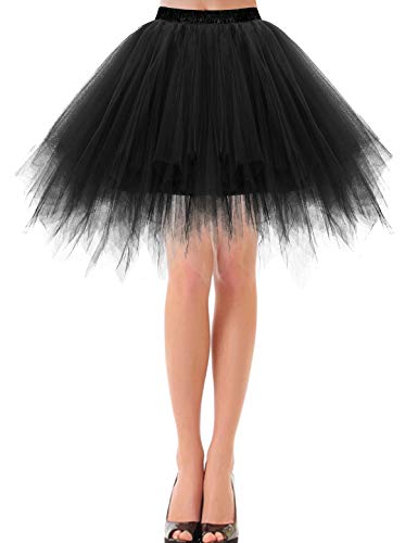 Bbonlinedress Kurz Retro Petticoat Rock Ballett Blase 50er Tutu Unterrock Black L