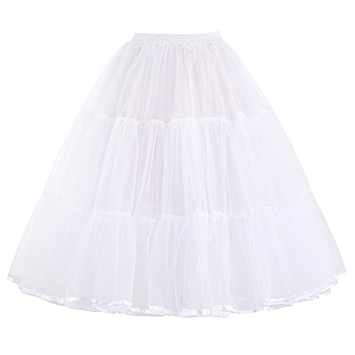 50s Retro Underskirt Unterrock Petticoat Rock Rockabilly Tutu Skirt Weiss S BP177-2