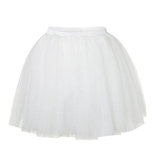 Damen Tüll rock tutu Tüllrock Unterrock Petticoat Knielang Falten Rock Tutu Organza weiß - 5