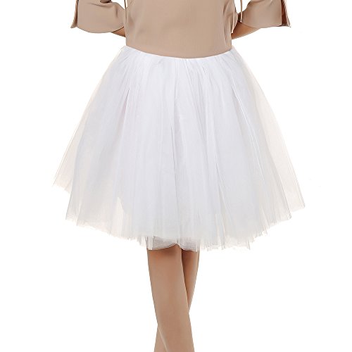 Damen Tüll rock tutu Tüllrock Unterrock Petticoat Knielang Falten Rock Tutu Organza weiß - 6