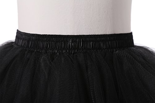 Poplarboy Damen Kurz 50er Vintage Petticoat Reifrock Mehrfarbengroß Unterröcke Braut Crinoline Ballett Blase Tutu Ball Kleid Underskirt Schwarz - 