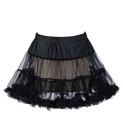 Boolavard 18" 50s Retro Underskirt Swing-Klassiker Mini Petticoat Fancy Net Tulle Unterrock Rocke Rockabilly Tutu (L-XXL (EU 42-50), Schwarz)