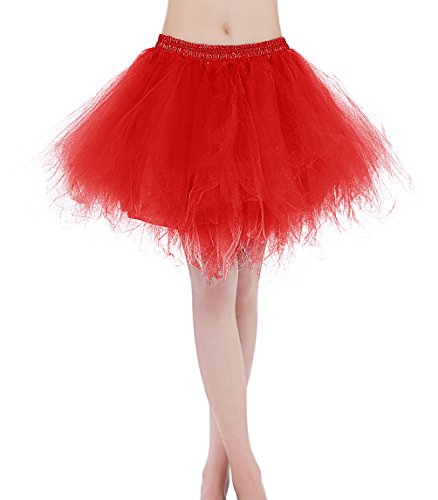 Find Dress Tüllrock Petticoat Unterrock tutu Reifrock kleid 50er Hochzeit Vintage Prinzessin schwarz und weiß für Rockabilly kleider Faltenrock 50s Rockabilly ballkleider FD10001Rot L-XL