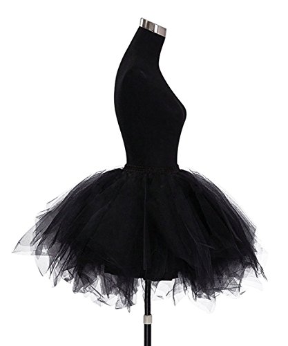 Broybuy Damen Kurz Retro Petticoat Rock Ballett Blase 50er Tutu Ball Kleid Mehrfarbengroß Unterröcke Schwarz - 