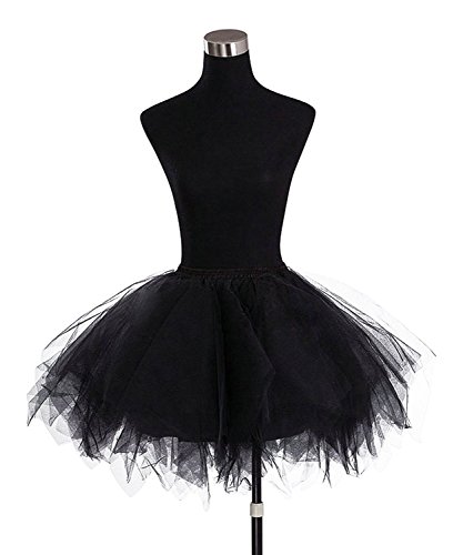 Broybuy Damen Kurz Retro Petticoat Rock Ballett Blase 50er Tutu Ball Kleid Mehrfarbengroß Unterröcke Schwarz - 