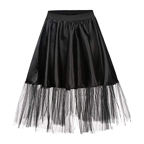Kostümplanet® Petticoat schwarz mit Gummiband und Tüll Tutu Petti Coat Unterrock schwarzer Petticoat