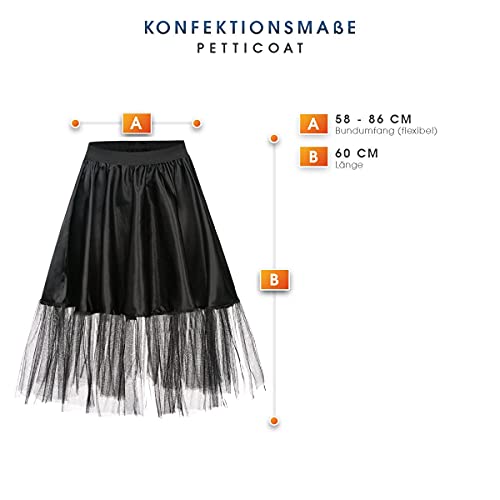 Kostümplanet® Petticoat schwarz mit Gummiband und Tüll Tutu Petti Coat Unterrock schwarzer Petticoat - 3