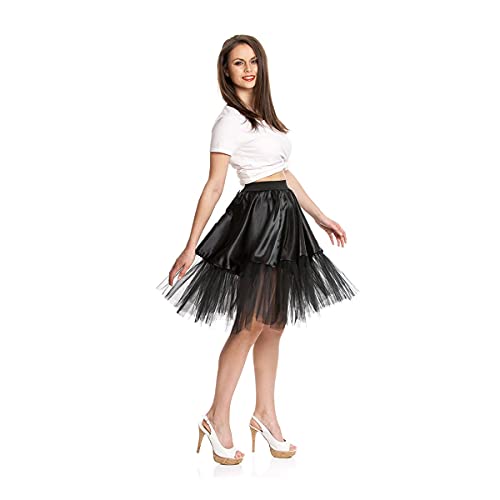 Kostümplanet® Petticoat schwarz mit Gummiband und Tüll Tutu Petti Coat Unterrock schwarzer Petticoat - 5