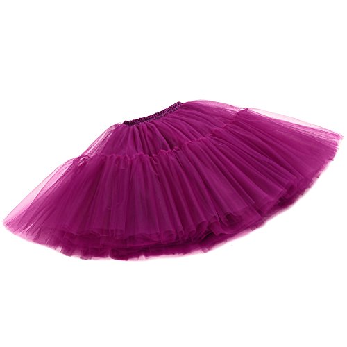 Izanoy Damen Vintage Tüllrock 5 Lage Prinzessin Falten Rock Tutu Petticoat Ballettrock Unterrock Pettiskirt Lila One Size/Einheitsgröße - 4