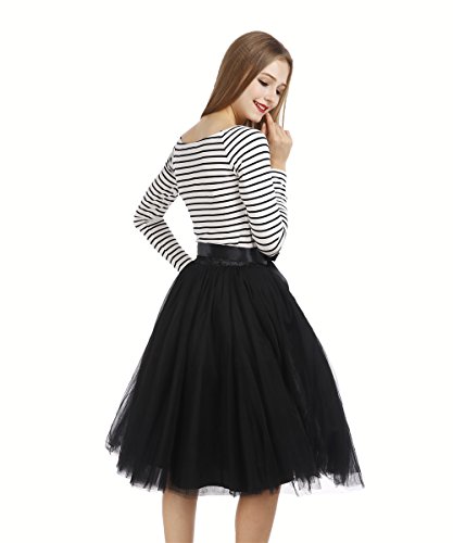 Petticoat 50er Jahre von COLLEER, Retro-Faltenrock perfekt zu Strick und Heels oder Sneakers, Unterrock für Hochzeit und Party, schwarz, Einheitsgröße - 