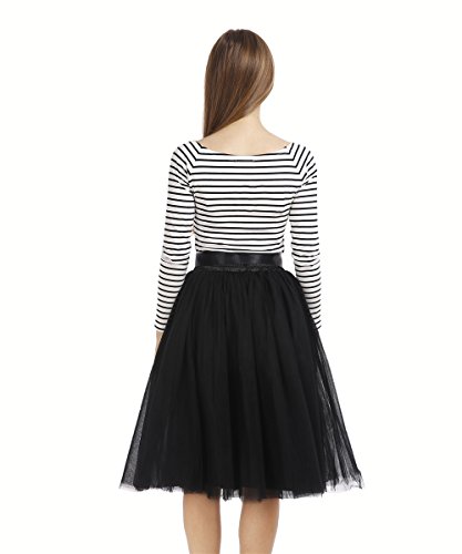 Petticoat 50er Jahre von COLLEER, Retro-Faltenrock perfekt zu Strick und Heels oder Sneakers, Unterrock für Hochzeit und Party, schwarz, Einheitsgröße - 