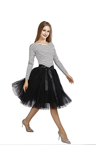 Petticoat 50er Jahre von COLLEER, Retro-Faltenrock perfekt zu Strick und Heels oder Sneakers, Unterrock für Hochzeit und Party, schwarz, Einheitsgröße - 