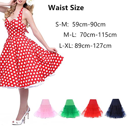 Find Dress Vintage Damen 50er Jahre Rockabilly Petticoat Wedding bridal Knielang unterrock FD10041Royal Blue L-XL - 