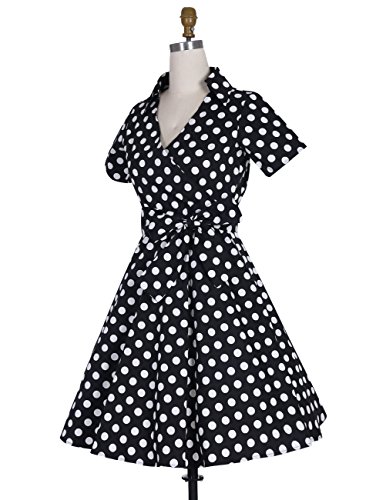 Dresstells Rockabilly Kleid 1950er Retro Polka Dots Kurz Faltenrock Petticoat Cocktailkleid Chocolate Dot XL - 4