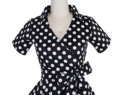 Dresstells Rockabilly Kleid 1950er Retro Polka Dots Kurz Faltenrock Petticoat Cocktailkleid Chocolate Dot XL - 5