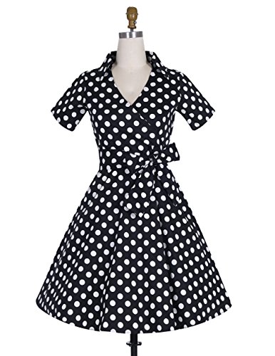 Dresstells Rockabilly Kleid 1950er Retro Polka Dots Kurz Faltenrock Petticoat Cocktailkleid Chocolate Dot XL - 2