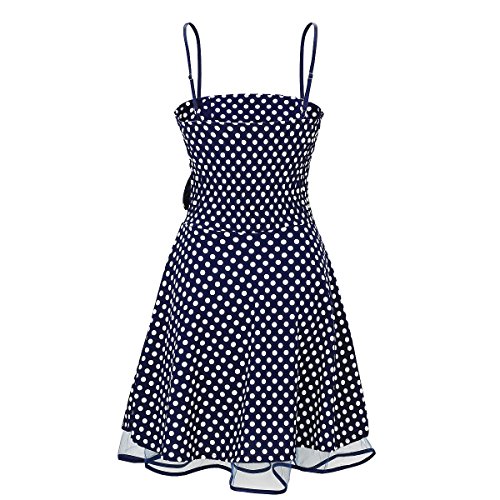 Laeticia Dreams Damen Kleid Petticoat Rockabilly S M L XL, Farbe:Blau/Weiß Punkte Klein;Größe:38 - 